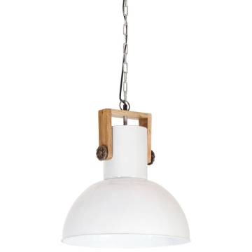 Industrial Hanging Lamp 25 W White Round Mango Wood 42 cm E27