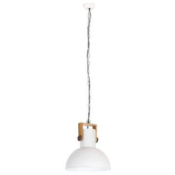 Industrial Hanging Lamp 25 W White Round Mango Wood 42 cm E27