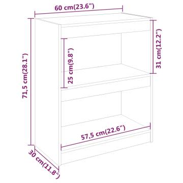 Book Cabinet/Room Divider White 60x30x71.5 cm Solid Wood Pine