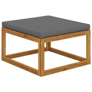 Footrest with Dark Grey Cushion Solid Wood Acacia