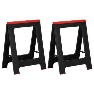 Foldable Work Trestles 2 pcs Black and Red Polypropylene 350 kg