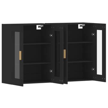 Wall Mounted Cabinets 2 pcs Black Engineered Wood