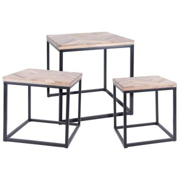 H&S Collection Side Table Set 3 pcs Teak