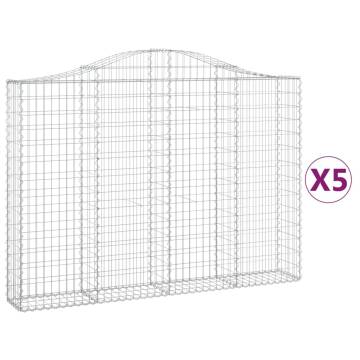 Arched Gabion Baskets 5 pcs 200x30x140/160 cm Galvanised Iron