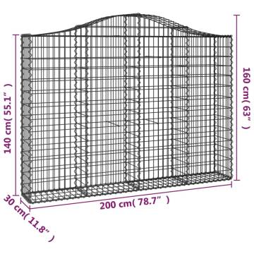 Arched Gabion Baskets 5 pcs 200x30x140/160 cm Galvanised Iron