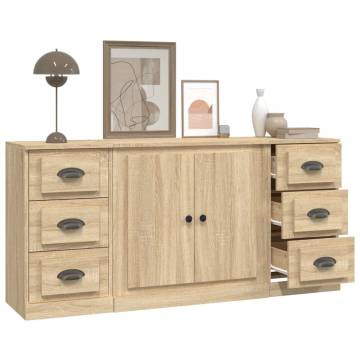 Sideboards 3 pcs Sonoma Oak Engineered Wood