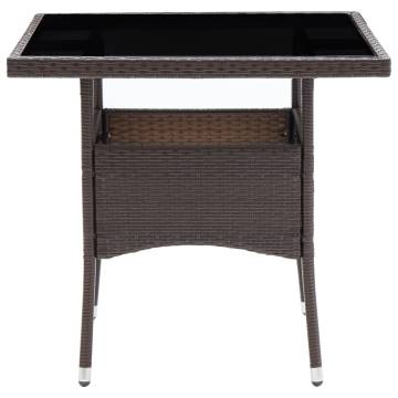 Garden Dining Table Brown Poly Rattan