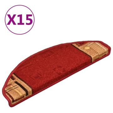 Self-adhesive Stair Mats 15 pcs Red 65x21x4 cm