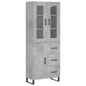 Highboard Concrete Grey 69.5x34x180 cm Engineered Wood