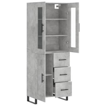 Highboard Concrete Grey 69.5x34x180 cm Engineered Wood