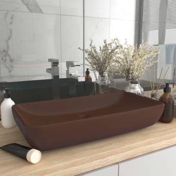 Luxury Basin Rectangular Matt Dark Brown 71x38 cm Ceramic