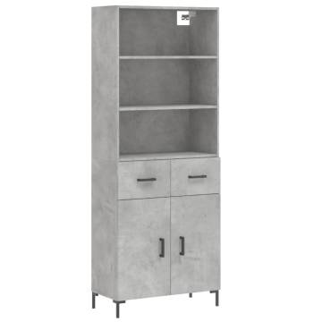 Highboard Concrete Grey 69.5x34x180 cm Engineered Wood