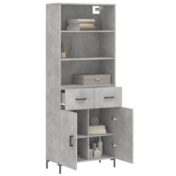 Highboard Concrete Grey 69.5x34x180 cm Engineered Wood