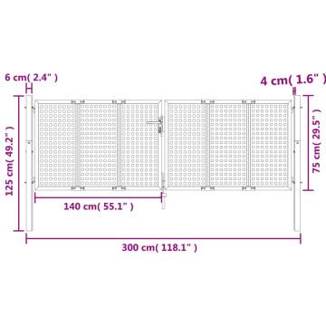 Garden Gate Anthracite 300x125 cm Steel