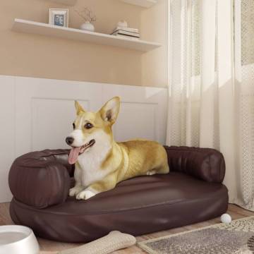 Ergonomic Foam Dog Bed Brown 88x65 cm Faux Leather