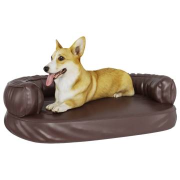 Ergonomic Foam Dog Bed Brown 88x65 cm Faux Leather