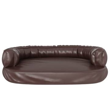 Ergonomic Foam Dog Bed Brown 88x65 cm Faux Leather