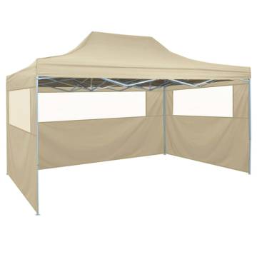 Foldable Tent Pop-Up with 4 Side Walls 3x4.5 m Cream White