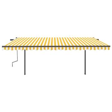 Manual Retractable Awning with Posts 5x3 m Yellow and White