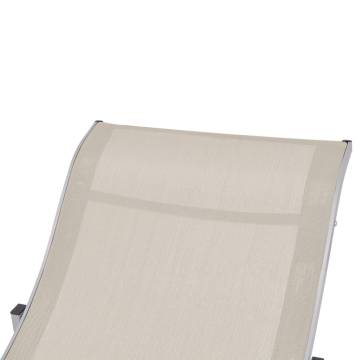 Folding Sun Loungers 2 pcs Cream Textilene