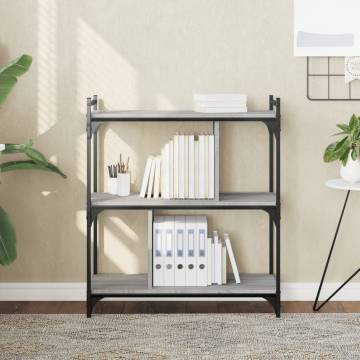 Bookcase 3-Tier Grey Sonoma 76x32x88 cm Engineered Wood