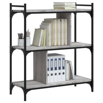 Bookcase 3-Tier Grey Sonoma 76x32x88 cm Engineered Wood