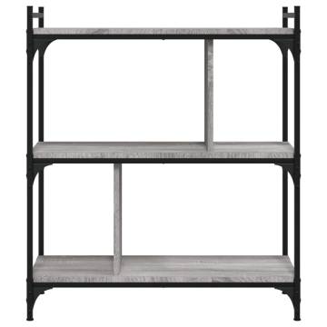 Bookcase 3-Tier Grey Sonoma 76x32x88 cm Engineered Wood