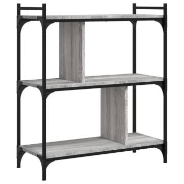 Bookcase 3-Tier Grey Sonoma 76x32x88 cm Engineered Wood