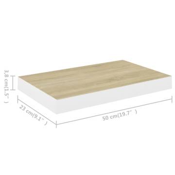 Floating Wall Shelves 4 pcs Oak and White 50x23x3.8 cm MDF