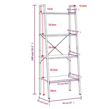 4-Tier Standing Shelf Black 56x35x140 cm