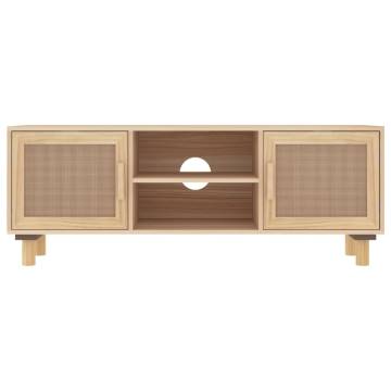 TV Cabinet Brown 105x30x40 cm Solid Wood Pine&Natural Rattan