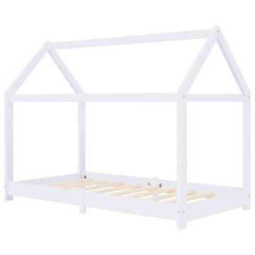 Kids Bed Frame White Solid Pine Wood 70x140 cm