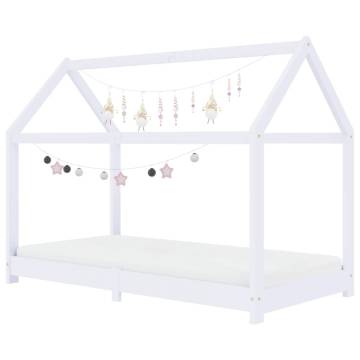 Kids Bed Frame White Solid Pine Wood 70x140 cm