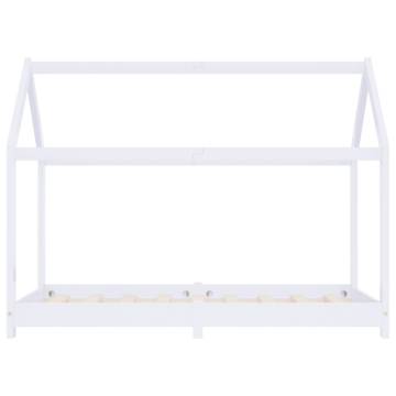 Kids Bed Frame White Solid Pine Wood 70x140 cm