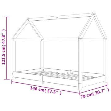 Kids Bed Frame White Solid Pine Wood 70x140 cm