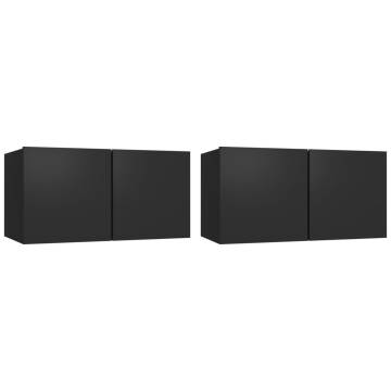 Hanging TV Cabinets 2 pcs Black 60x30x30 cm