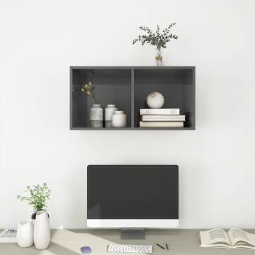 Wall-mounted TV Cabinet High Gloss Grey 37x37x72 cm Engineered Wood