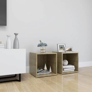 TV Cabinets 2 pcs White and Sonoma Oak 37x35x37 cm Engineered Wood