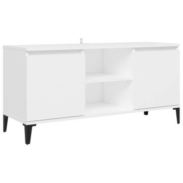 TV Cabinet with Metal Legs White 103.5x35x50 cm