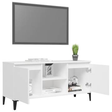 TV Cabinet with Metal Legs White 103.5x35x50 cm