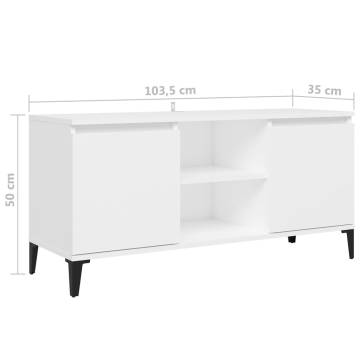 TV Cabinet with Metal Legs White 103.5x35x50 cm