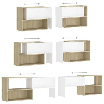 TV Cabinet White and Sonoma Oak 149x30x52 cm Engineered Wood