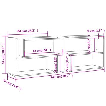 TV Cabinet White and Sonoma Oak 149x30x52 cm Engineered Wood