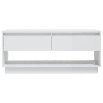 TV Cabinet High Gloss White 102x41x44 cm Engineered Wood