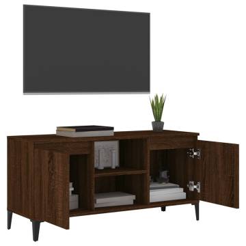 TV Cabinet with Metal Legs Brown Oak 103.5x35x50 cm