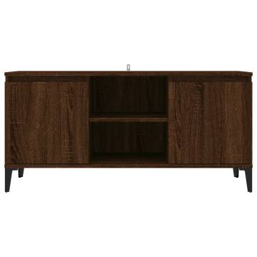 TV Cabinet with Metal Legs Brown Oak 103.5x35x50 cm