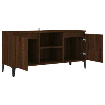 TV Cabinet with Metal Legs Brown Oak 103.5x35x50 cm