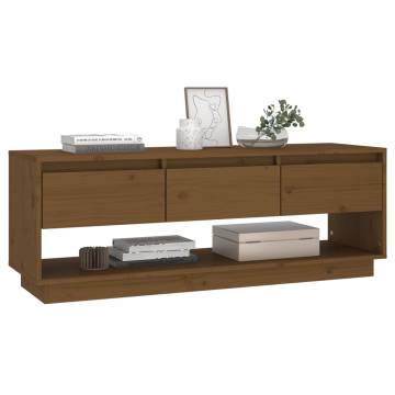 TV Cabinet Honey Brown 110.5x34x40 cm Solid Wood Pine