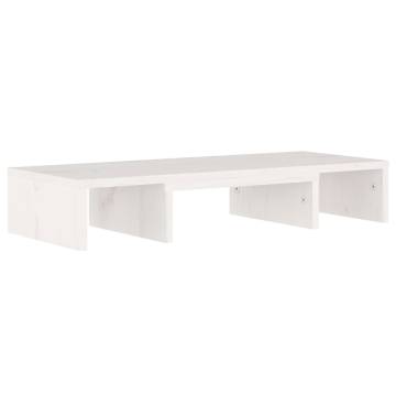 Monitor Stand White 60x24x10.5 cm Solid Wood Pine