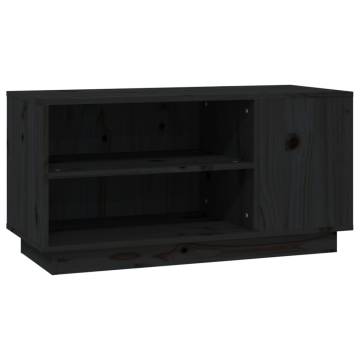 TV Cabinet Black 80x35x40.5 cm Solid Wood Pine